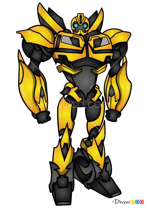 Draw the robot's legs below the rectangle. How to Draw Bumblebee, Robots