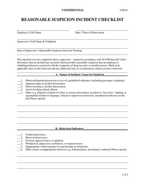 Ohio Reasonable Suspicion Incident Checklist Fill Out Sign Online And Download Pdf