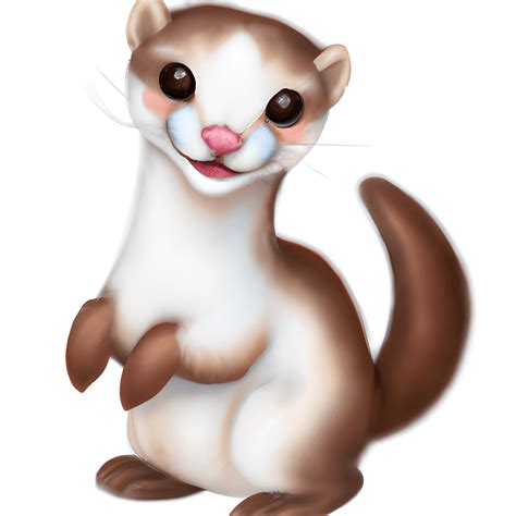 3d Cute Happy Stoat Clipart With Watercolor Illustration · Creative Fabrica