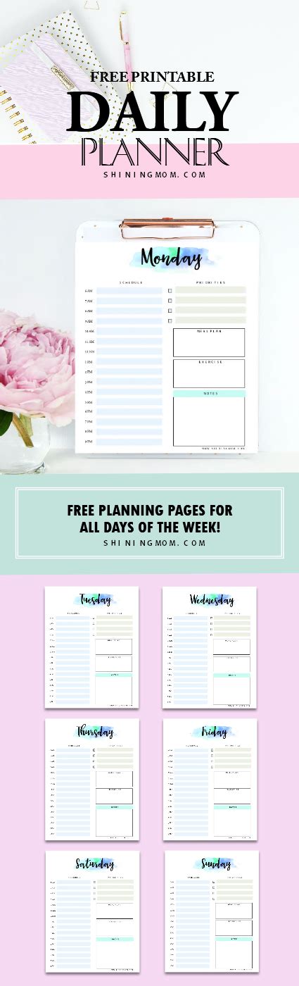 Free Daily Planner Printable 7 Pretty Sheets