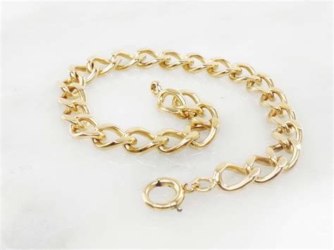 Vintage 14k Gold Heavy Link Bracelet 14k Gold Bracelet Solid Etsy