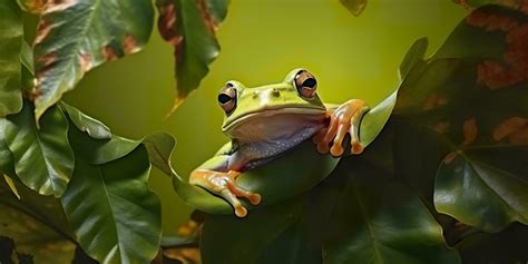 Dumpy Frog On Leaves Frog Amphibian Reptile Generative Ai 29277828