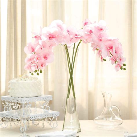 Efavormart 2pcs 40 Tall Pink Silk Orchid Stems Artificial Flower Stem Real Touch Flower For