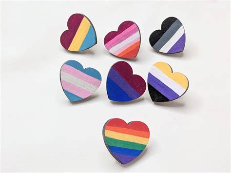 Pride Wooden Heart Pins Bandera Del Orgullo Bisexual Etsy