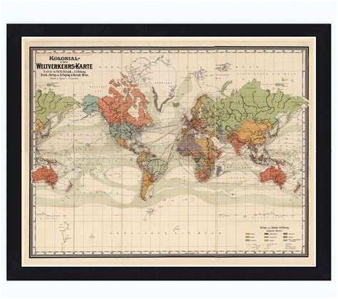 Old World Map Atlas Vintage World Map 1864 Colonial Chart Mercator