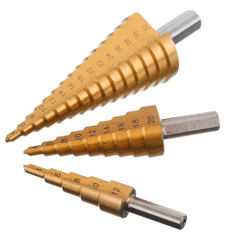 3pcs Hss Step Cone Drills Bit Set Titanium Coated Hole Cutter 4mm To 12