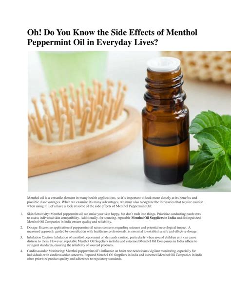 Ppt Oh Do You Know The Side Effects Of Menthol Peppermint Oil In