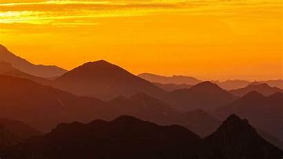 Sunset Mountains Fog Dusk Landscape Background 1080p