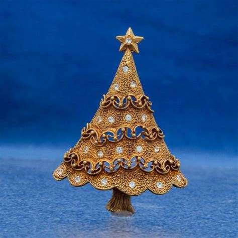 Vintage Christmas Tree Brooch Pin Textured By Roadtriptreasures 1000