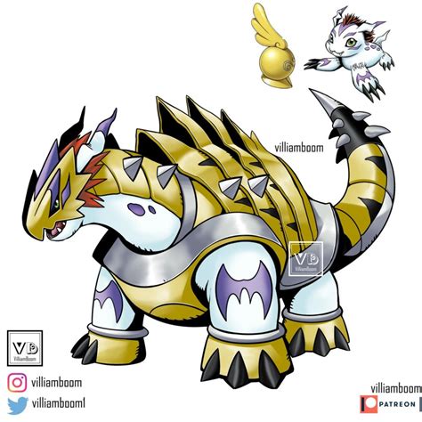 Villiam Boom Gomamon Digimon Digimon Survive Highres Armor Artist Name Colored Skin