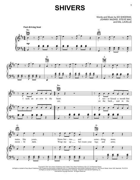 Ed Sheeran Shivers Sheet Music Notes Download Pdf Score Printable