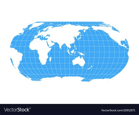 World Map In Robinson Projection With Meridians Vector Image