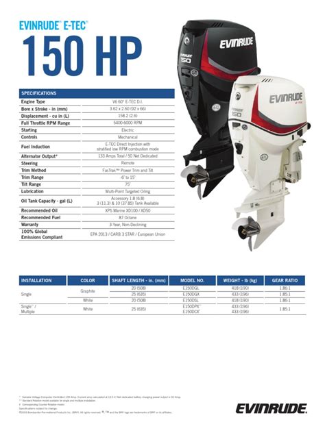 Evinrude E Tec Specifications Pdf Vehicle Technology Engines