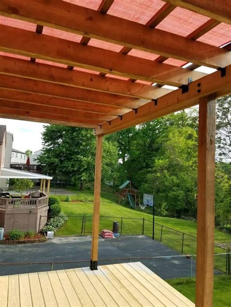 Most commonly made of wood, pergolas can also be built out of metal or a combination of two of the following materials: diy deck roof plans awesome how build patio cover with ...