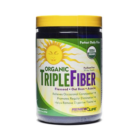 Renew Life Organic Triple Fiber Powder 12 Oz Container Renew Life