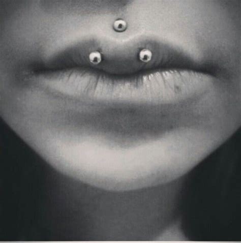 Upper Lip Horizontal Piercing With Silver Barbell