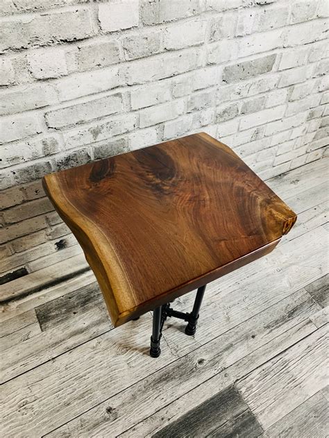 Live Edge Walnut End Table With Epoxy Etsy
