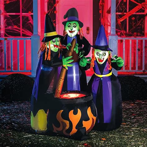 Joiedomi 6 Ft Tall Halloween Inflatable Three Witch Around Cauldron