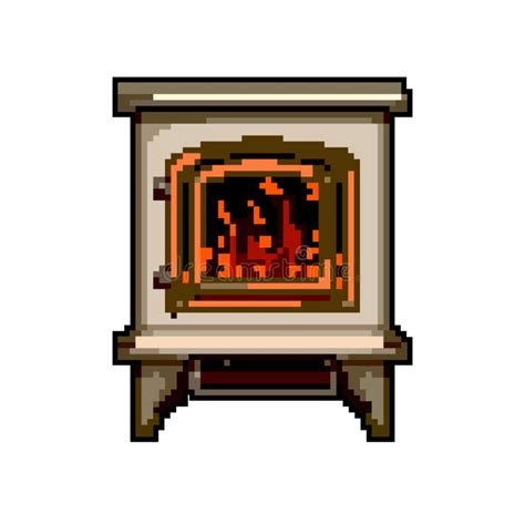 Furniture Fireplace Game Pixel Art Vector Illustration Stock Vector