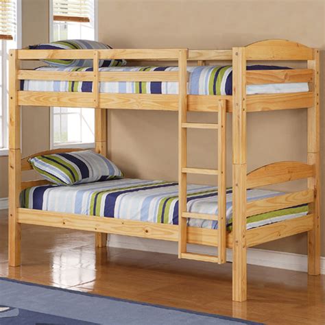 Walker Edison Solid Wood Twin Size Bunk Bed Natural Bwstotnl