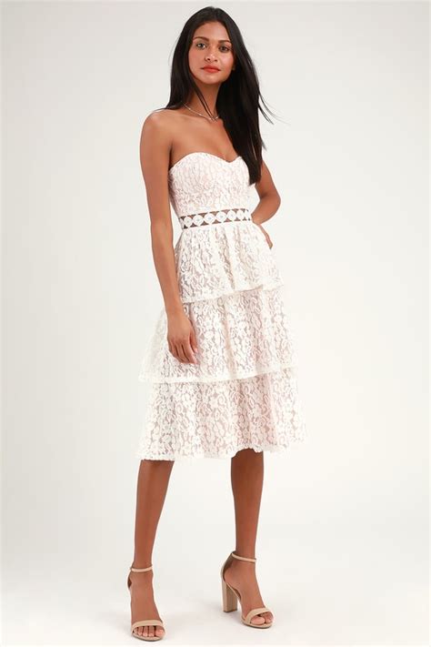 lovely lace dress strapless lace dress white lace dress lulus