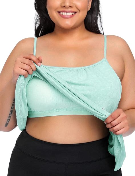 Lafaris Plus Size Workout Tank Tops With Built In Bra Camisole For