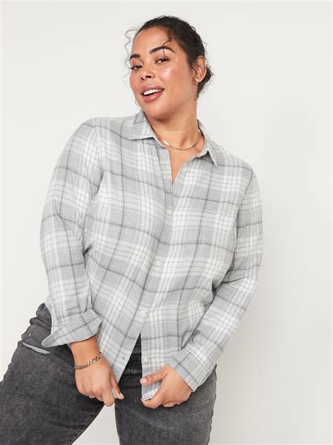 Classic Plaid Flannel Shirt For Women Old Navy