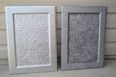 The great collection of wallpapered kitchen cabinets for desktop, laptop and mobiles. Faux Tin Tile Cabinets - Infarrantly Creative