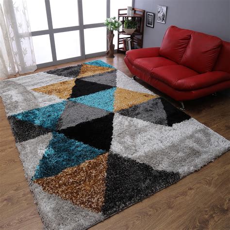 Rugsotic Carpets Hand Tufted Shag Geometric Polyester Area Rug