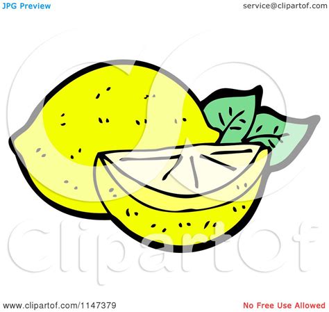 Cartoon Of A Lemon And Wedge Royalty Free Vector Clipart By