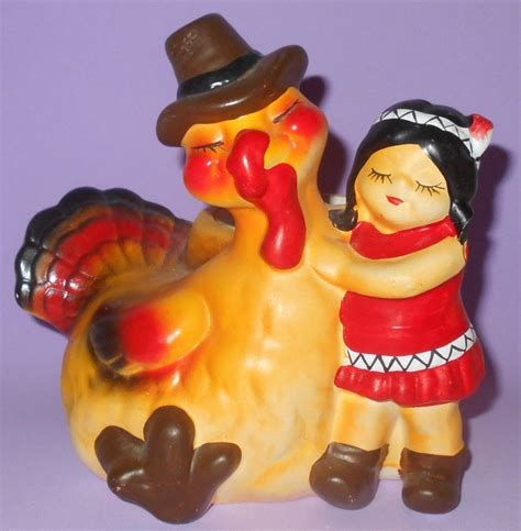 Vintage Thanksgiving Planter Turkey And Indian Girl 6 X 6 Weighs 2 Lbs Ebay Vintage