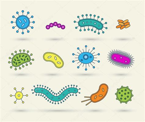 Vector Germs Bacteria Virus Germs Icon Vector Illustration Set