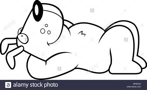 A Cartoon Illustration Of A Dog Laying Down And Resting Stock Vector