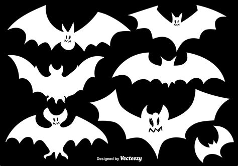 Vector Set Of Bats White Silhouettes 123664 Vector Art At Vecteezy