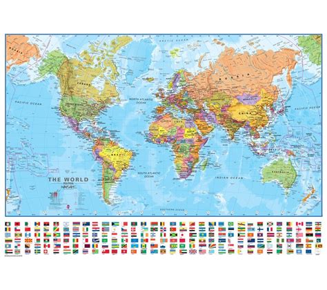 Waypoint Geographic World Laminated Wall Map And Reviews Wayfair