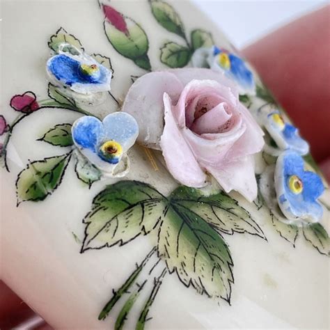 Antique Solid Silver Porcelain Encrusted Flower Perfume Scent Bottle