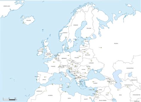 Vector Map Of Europe Countries With Capitals And Names