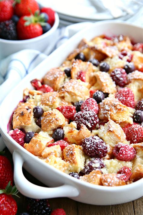 Scatter the blueberries and raspberries over the top. Berry Croissant Bake Breakfast Recipe - Happy-Go-Lucky ...