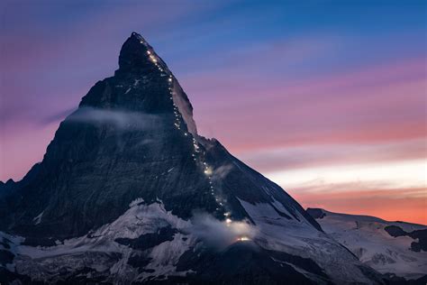 Matterhorn Mountain Dusk Peak Sunrise Switzerland 5k 8k