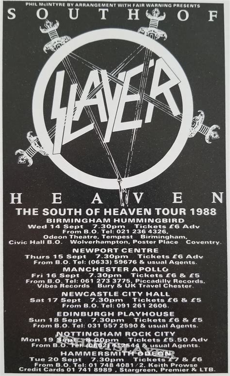 Slayer South Of Heaven Original Vinyl Lp Promotional Posters