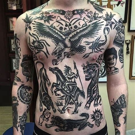 15 Classic Blackwork Front Tattoos Traditional Tattoo Traditional