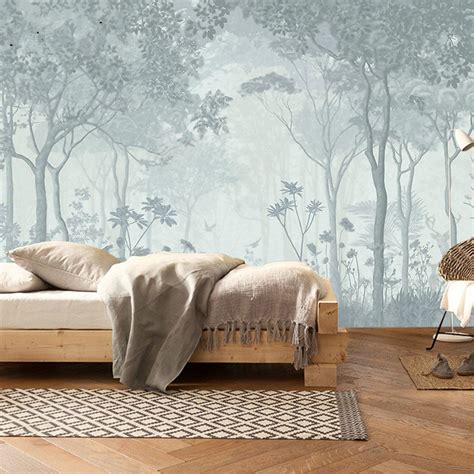 Oil Painting Abstract Forest Scenic Wallpaper Wall Mural Retro Shabby