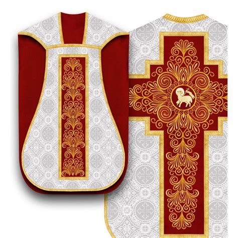 Elegant Roman Fiddleback Chasuble With Matching Stole Agnus Dei