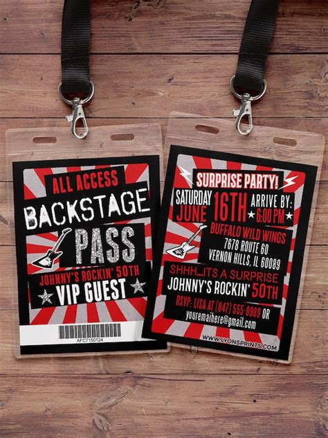 Vip Pass Backstage Pass Concert Ticket Birthday Invitation Etsy Australia