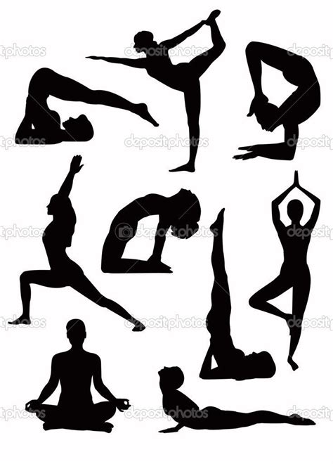 Siluetas De Yoga Vector Ejercicios De Tai Chi Posturas De Yoga Yoga Dibujos