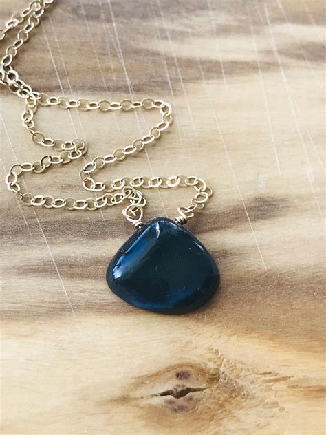 Pietersite Necklace Blue Stone Necklace Blue Gemstone Necklace Layering