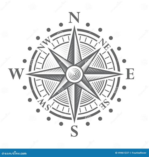 Compass Rose Vector Set Isolated White Background