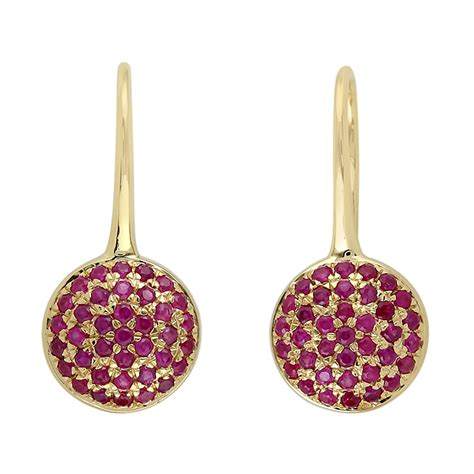 Natural Ruby Dangle Earrings K Yellow Gold Jewelry Ebay