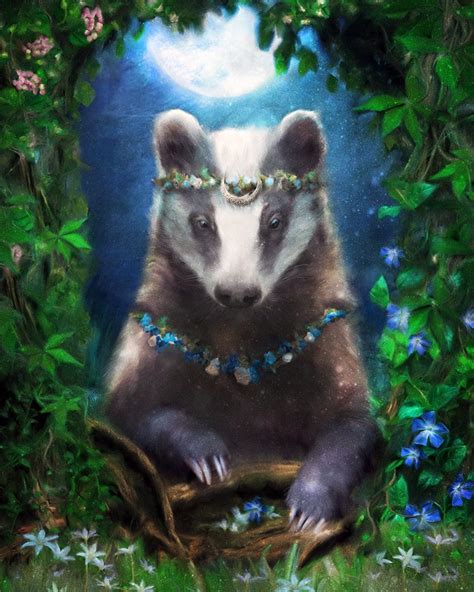 Badger Art Canvas Art Spirit Animal Animal Totem Fantasy Etsy