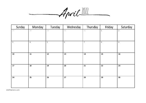 Free April 2022 Calendars 101 Different Designs And Borders